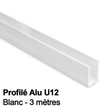Profilé Alu U12 - Blanc - 3...
